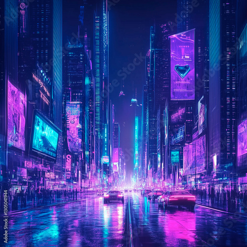 Cyberpunk Urban Landscape with High-Tech Architecture