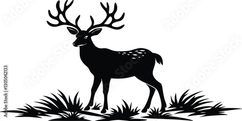 Wallpaper Mural Black silhouette of a standing deer on a white background Torontodigital.ca