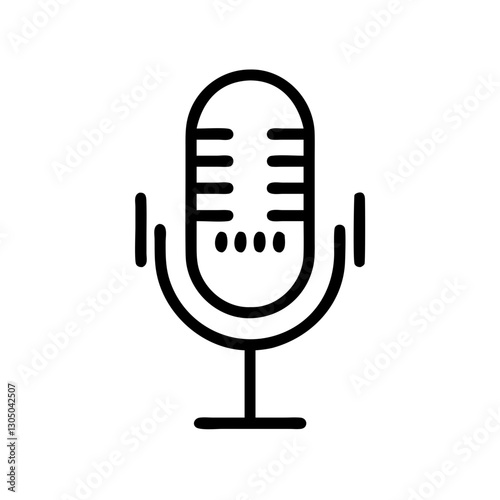 marketing Podcast microphone setup line icon