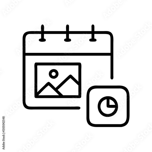 marketing Social media content scheduling line icon