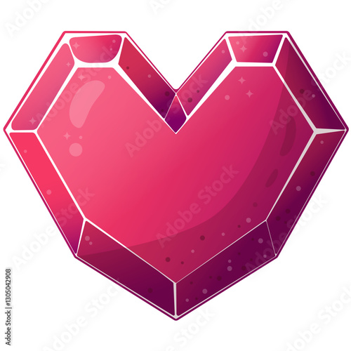 Stylized pink heart gem illustration