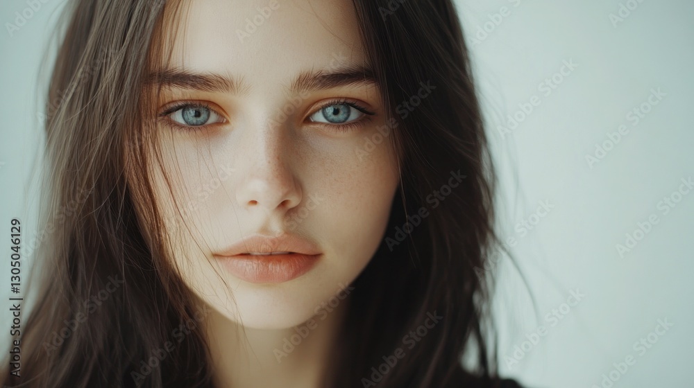 Portrait of a young woman with serene expression Portrait of a young woman with serene expression