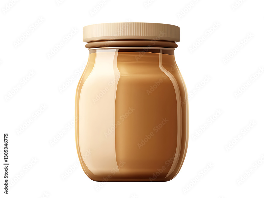 Glass jar with peanut butter or similar spread. Glass jar with peanut butter or similar spread.