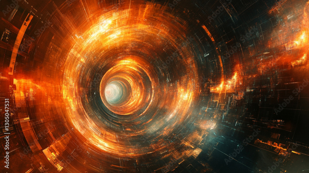 Obraz premium Sci-fi energy tunnel with glowing vortex, futuristic sci-fi energy tunnel background, digital sci-fi energy tunnel for space concept, cyberpunk travel animation, interstellar wormhole design