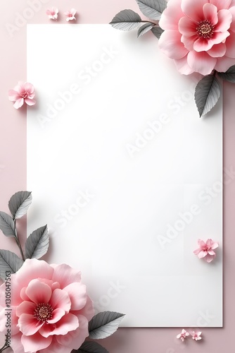 pink rose with blank card