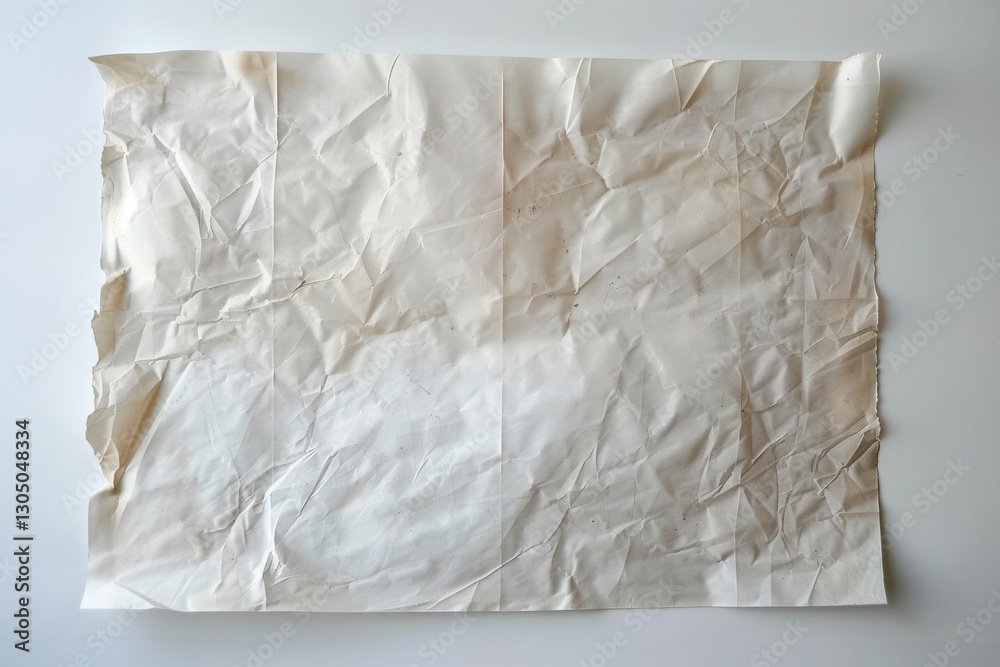 A photo of a large piece of blank tracing old paper on a white background. A photo of a large piece of blank tracing old paper on a white background.