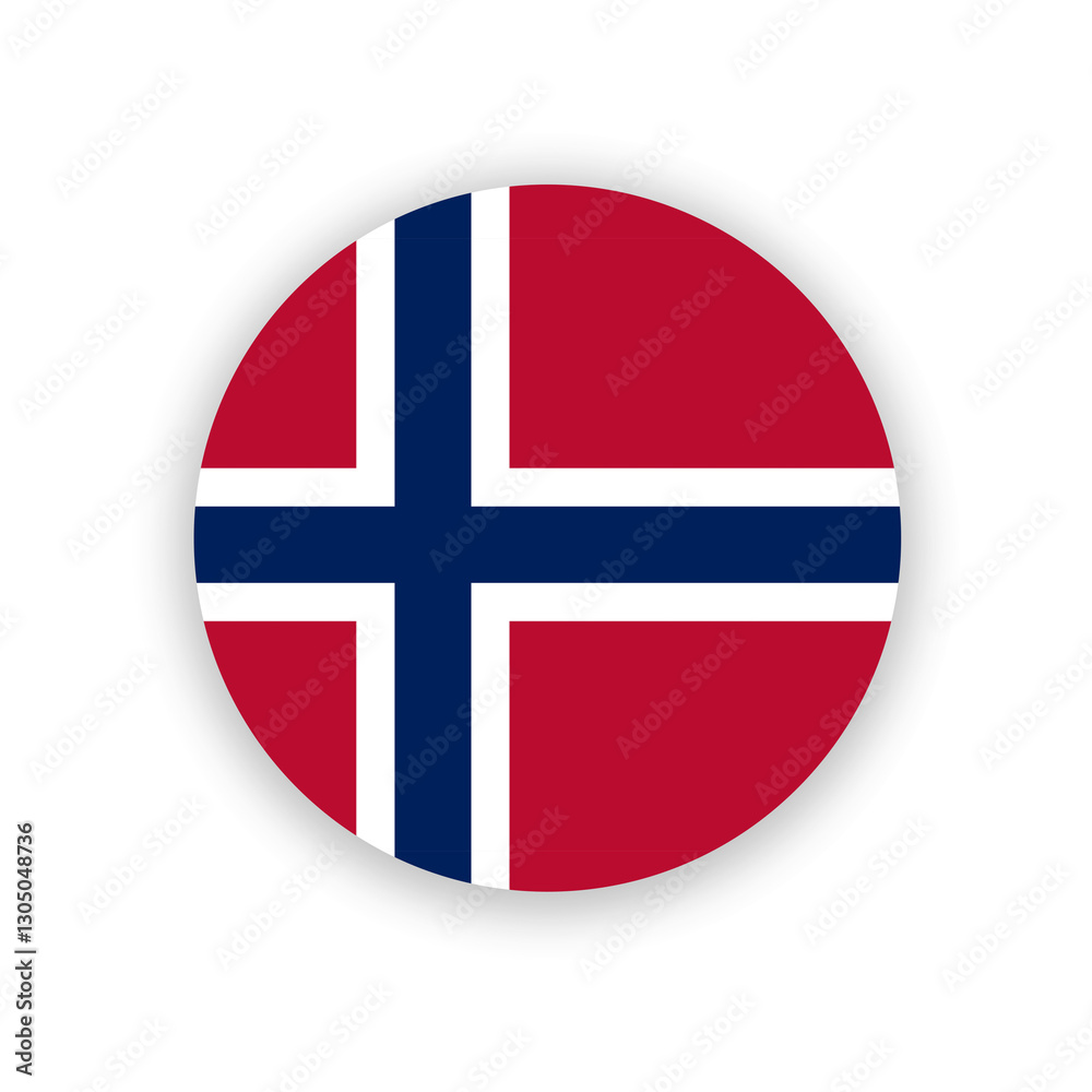 Norwegian national flag in circle shape isolated on white. Illustration. Norway country flag Norwegian national flag in circle shape isolated on white. Illustration. Norway country flag