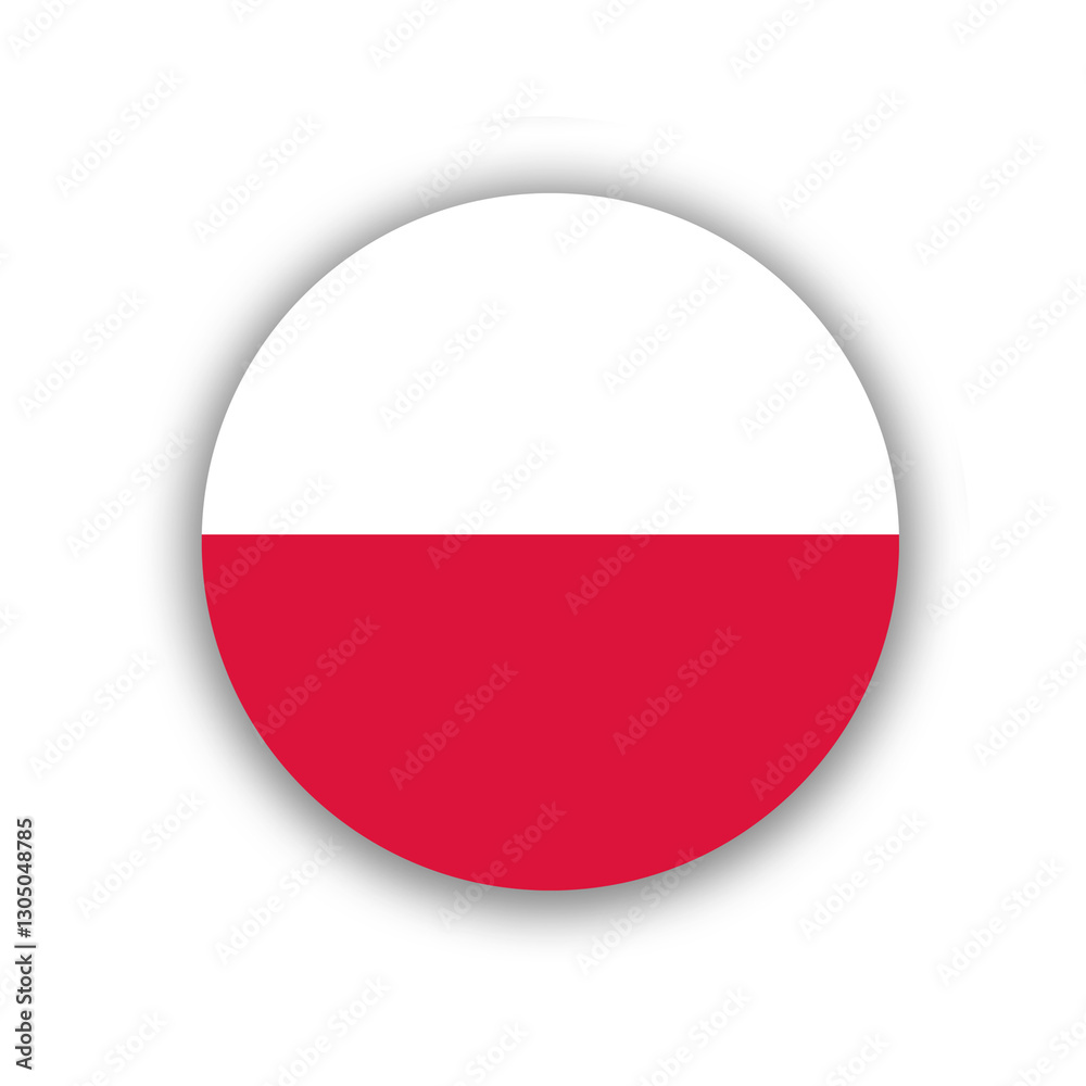Polish national flag in circle shape isolated on white. Illustration. Poland country flag Polish national flag in circle shape isolated on white. Illustration. Poland country flag