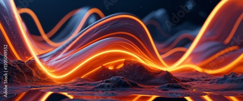 elegant orange theme neon glowing curves abstract background concept backdrop illustration cartoon