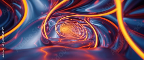 elegant orange theme neon glowing curves abstract background concept backdrop illustration cartoon