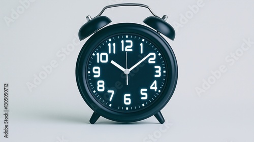 Classic Black Alarm Clock with Bold White Numbers and Simple Design