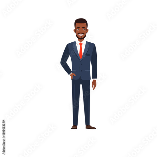 Businessman character in formal tie suit outfit.