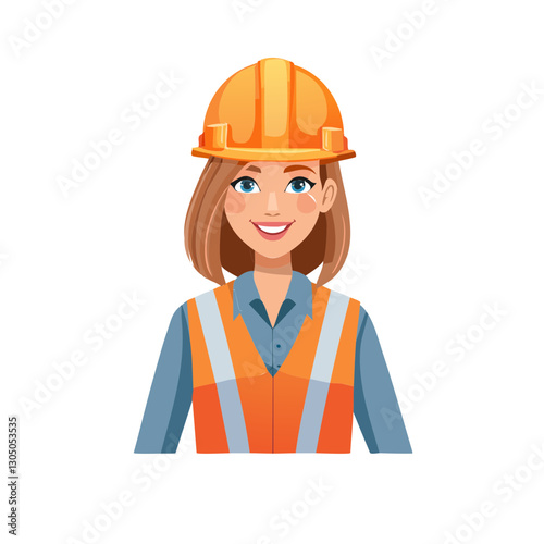 Young caucasian woman engineer in hardhat and safety vest