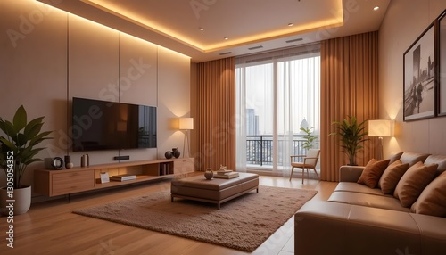 Modern Living Room Interior Design with Natural Light and Elegant Furniture for Contemporary Home Aesthetics