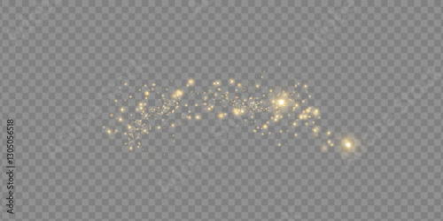 Gold sparks and golden stars glitter special light effect. Vector sparkles on transparent background. Christmas abstract.