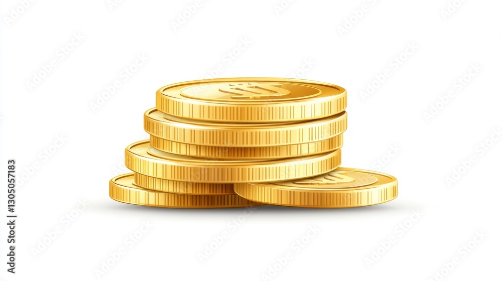 Stack of golden coins isolated on white background for financial concept Stack of golden coins isolated on white background for financial concept