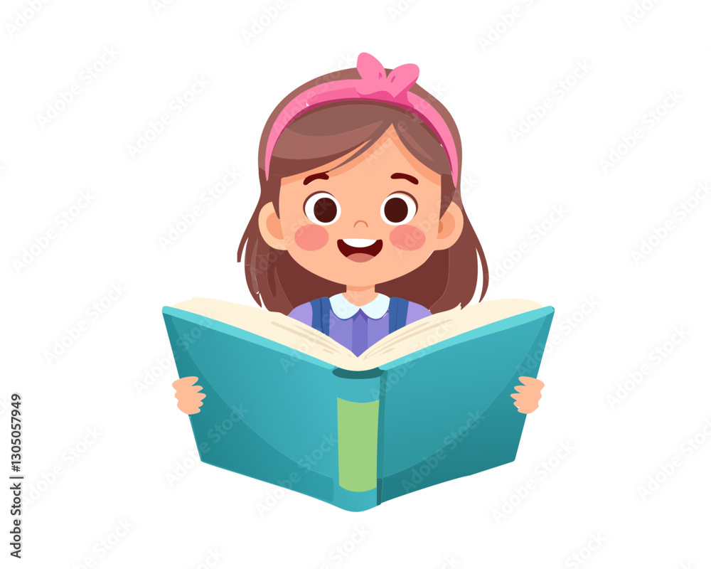 cute girl reading book