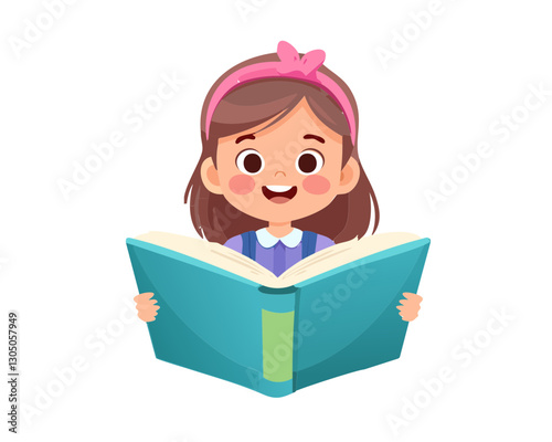 cute girl reading book