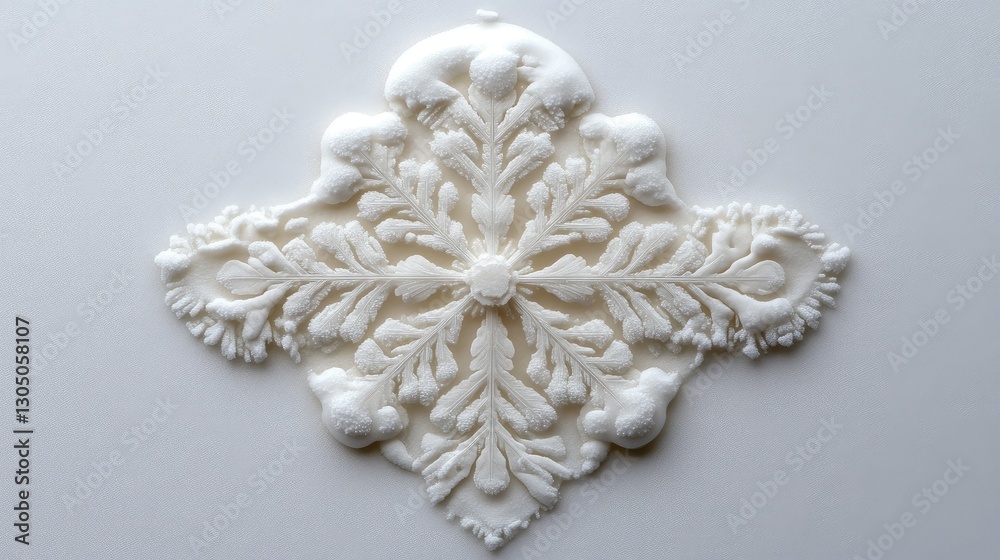 A perfectly symmetrical snowflake captured in high detail. A perfectly symmetrical snowflake captured in high detail.