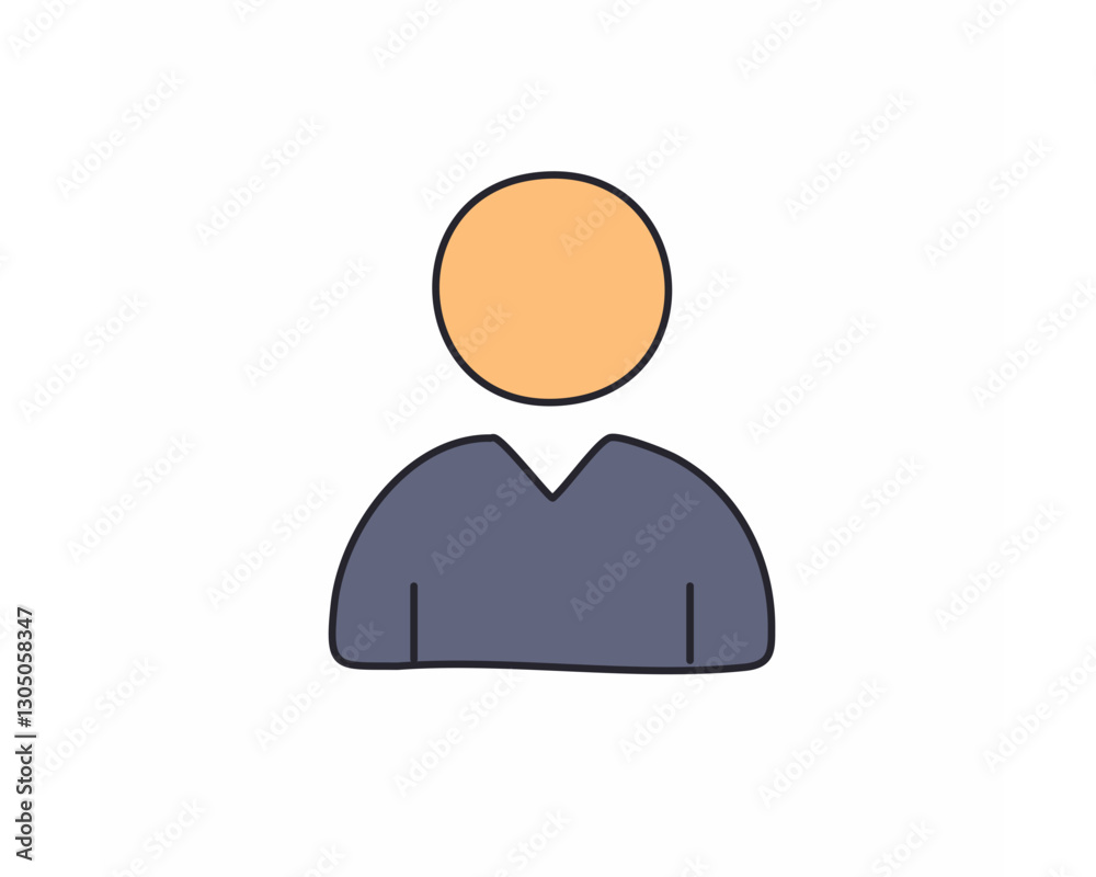A simple, flat black user profile icon with a round head and curved shoulders