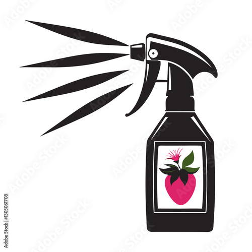 Spray bottle with floral design spraying liquid