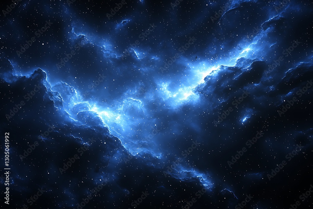Fototapeta premium Cosmic Nebula Glowing Blue Space Clouds