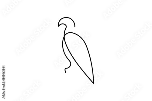 Minimalist crane illustration with continuous lines, simple design suitable for a logo or icon.