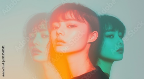 Double Exposure Portraits of K-pop Girls in Pastel Colors