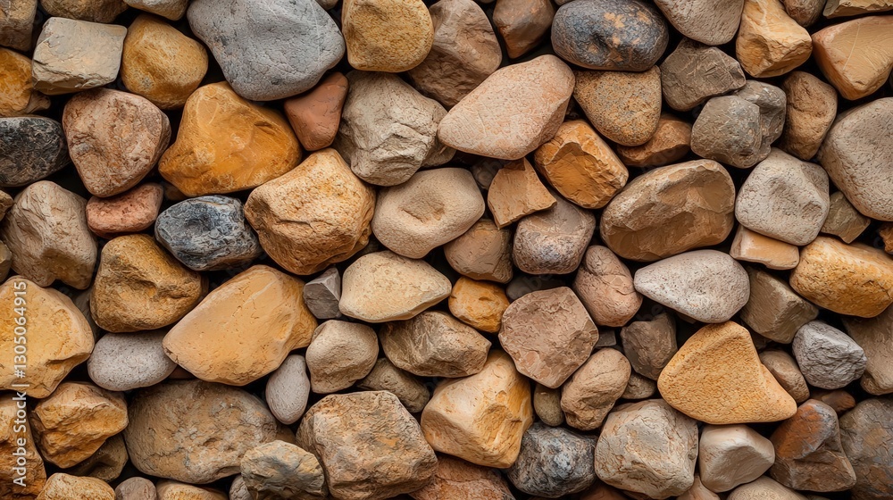 Textured surface of various sized pebbles and stones in earthy colors. Textured surface of various sized pebbles and stones in earthy colors.