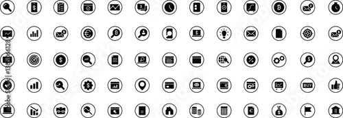 Management set of web icons in linear style. Project management icons for web and mobile app. Business, organisation management, planning, project, startup, marketing, teamwork. Vector illustration