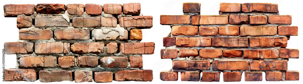 Fototapeta premium Old Weathered Brick Walls with Cracks and Damaged Cement – Realistic High-Resolution Architectural Texture on a Dark Background for Construction and Restoration Projects