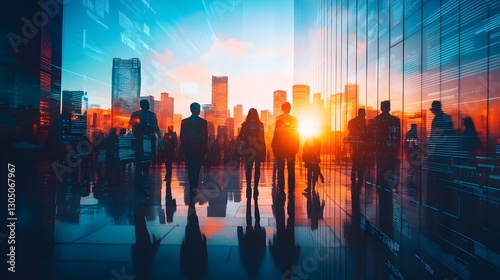 A diverse group of multinational people interacting with financial technology, representing global fintech innovation, digital banking advancements, Financial technology, global finance, fintech solut