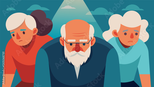 With furrowed brows and intense focus the seniors work through a challenging scene determined to perfect their performance.. Vector illustration