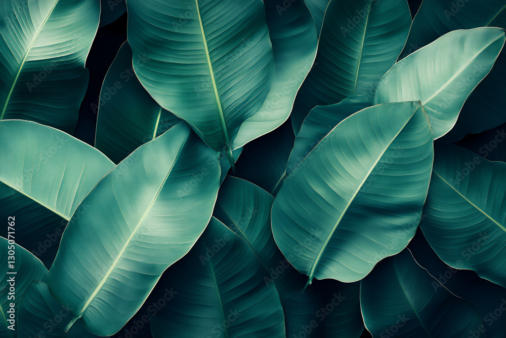 Obraz premium a lush, green background of large leaves,