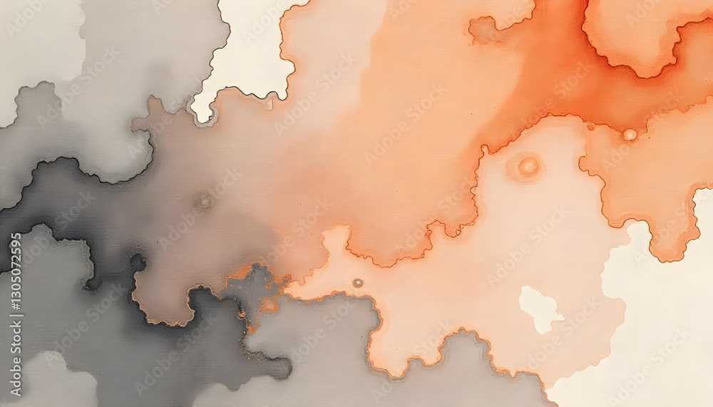 A fluid and organic blob scatter pattern with watercolor-like transitions between soft earthy tones A fluid and organic blob scatter pattern with watercolor-like transitions between soft earthy tones