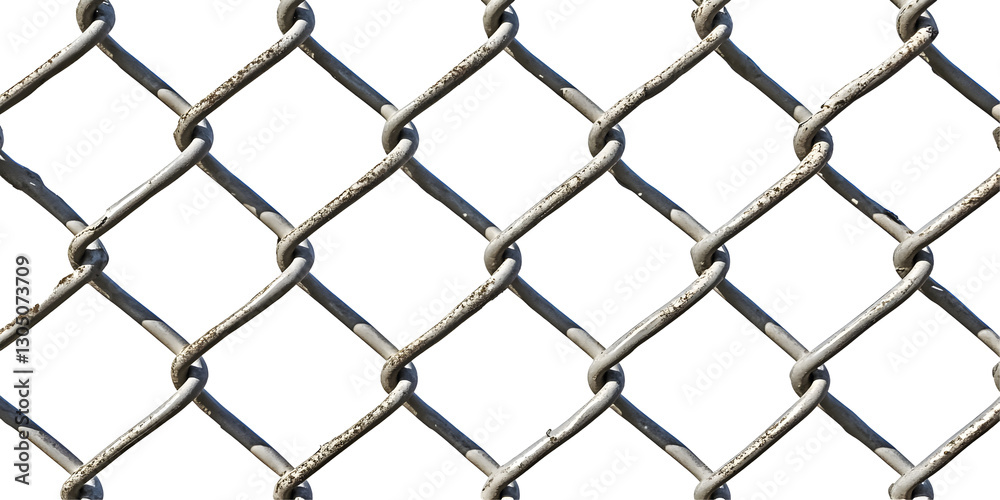 Naklejka premium Chain link fence, cut out, isolated on white or transparent background