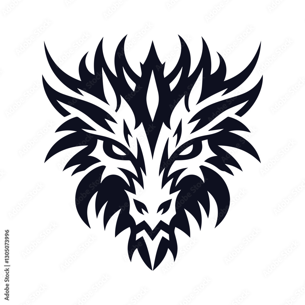 Fototapeta premium aggressive dragon face logo.