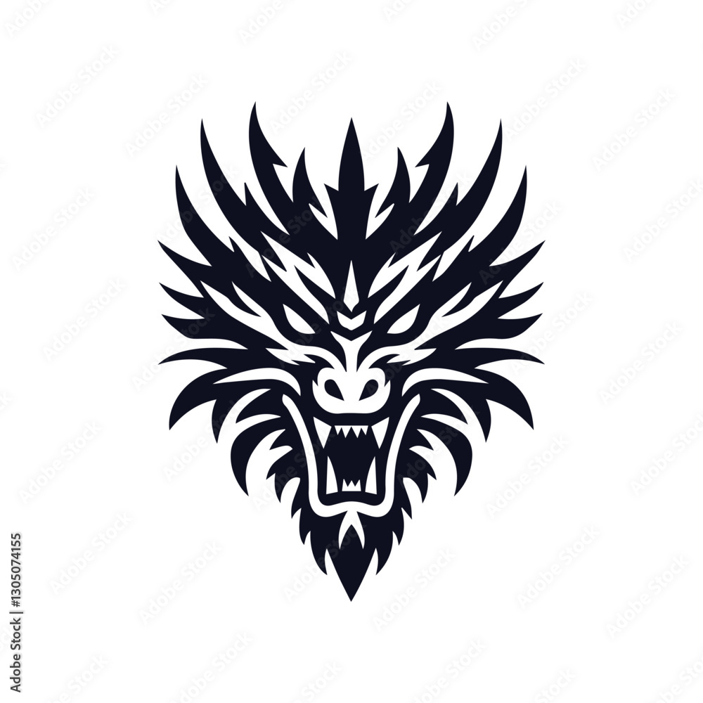 Obraz premium aggressive dragon face logo.