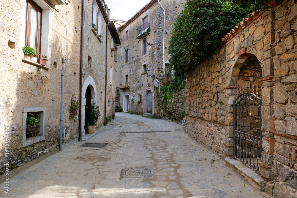 A characteristic street of San Giovanni a Piro, a medieval town in the province of Salerno, Italy.
