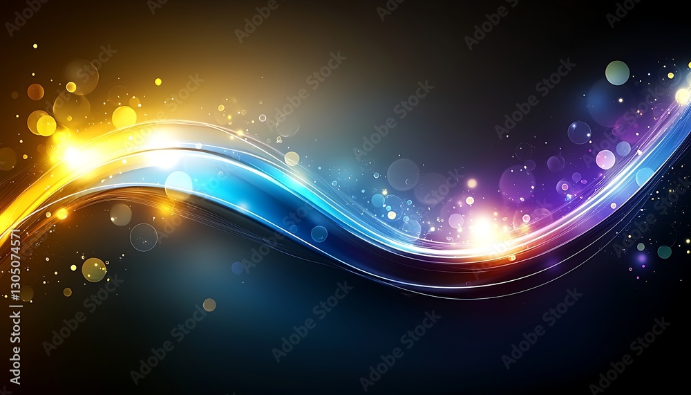 Obraz premium Glowing Waves Abstract Dark Background