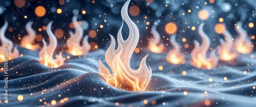 elegant white theme flame and sparkles abstract background concept backdrop illustration cartoon