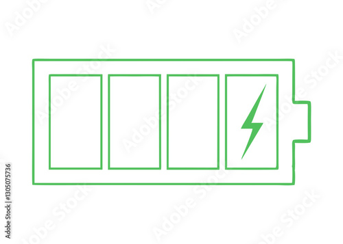 Icon of a partially charged battery with a lightning bolt indicating energy and power level 