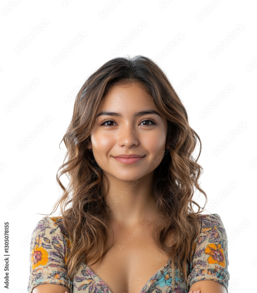 Smiling woman a confident front view isolated on transparent background png Smiling woman a confident front view isolated on transparent background png