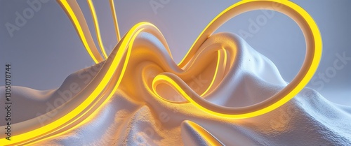 elegant yellow theme neon glowing curves abstract background concept backdrop illustration cartoon