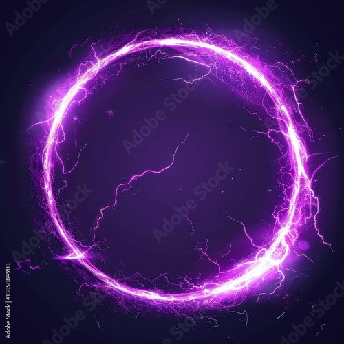 Vibrant purple lightning energy circle