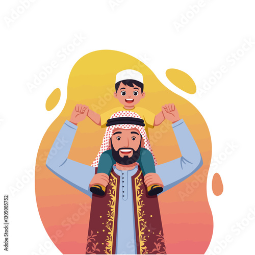 Father Giving Son Piggyback Ride Expressing Love and Happiness Together