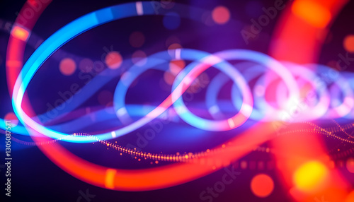 Abstraktes, futuristisches Datennetzwerk in Form von konzentrischen Kreisen und Wellen