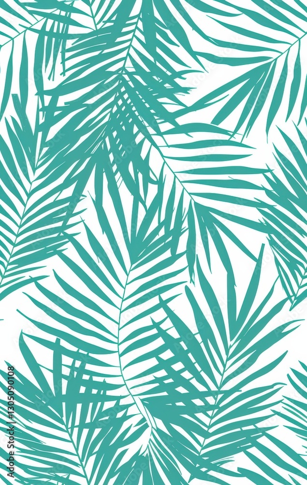 Tropical teal palm leaves pattern design Tropical teal palm leaves pattern design