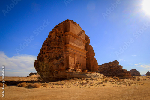 Tomb of Lihyan, son of Kuza, aka Qasr Al Farid, ancient city of Hegra, AlUla, Saudi Arabia
