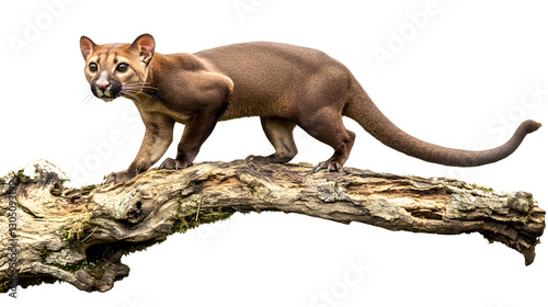 Fossa prowling through the Madagascar rainforest, agile predator,